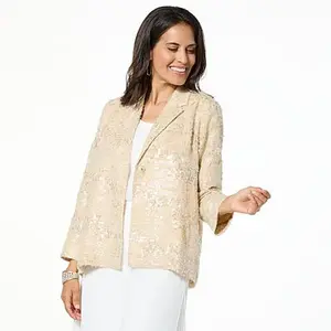 MarlaWynne  WynneCollection Sequin-Covered Chiffon Jacket