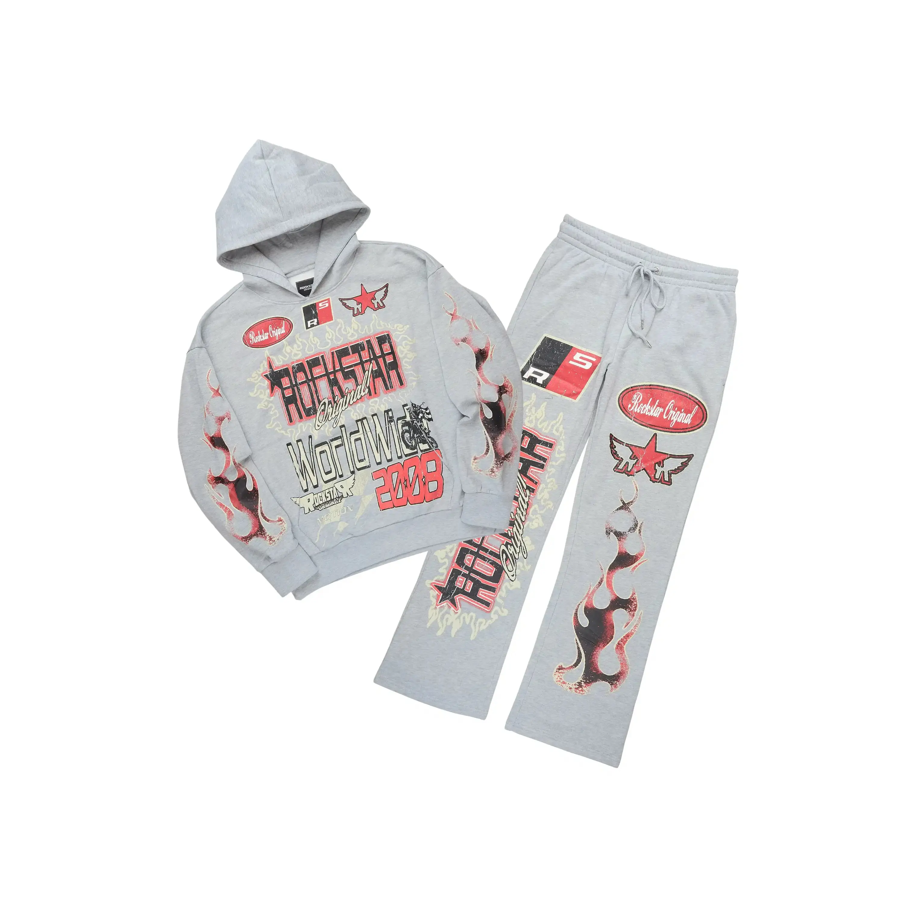 Deangelo Heather Grey Hoodie/Baggy Track Pant Set Deangelo Heather Grey Hoodie/Baggy Track Pant Set