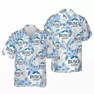 Busch Light Beer Hawaiian Shirt Tropical Flower Pattern Short Sleeve, Summer Jersey for Men and Women Party Beer, Sea Shirt, Hawaiian Beer Shirt