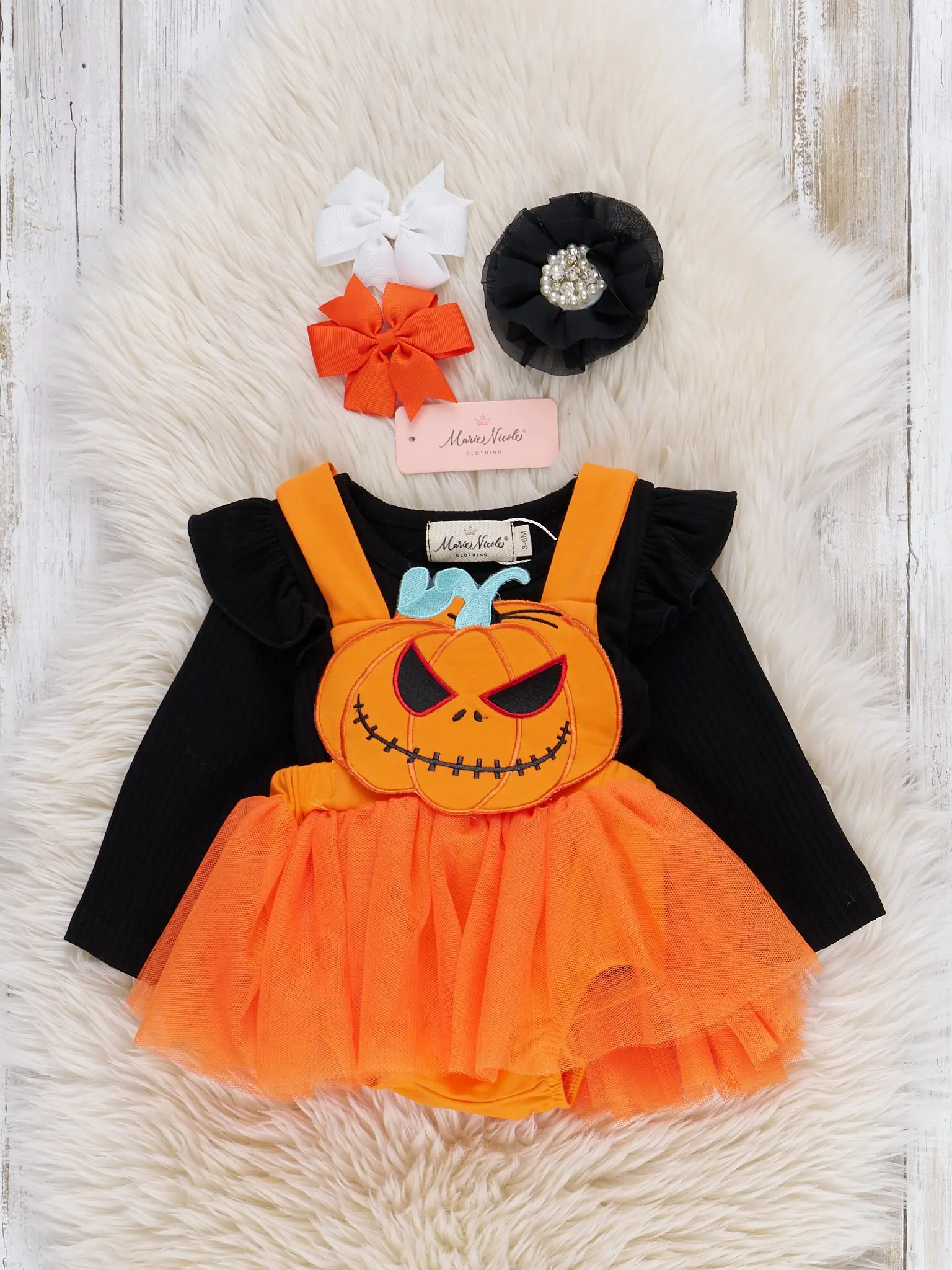 Devious Jack-o-Lantern Embroidered Tulle Skirtall Set