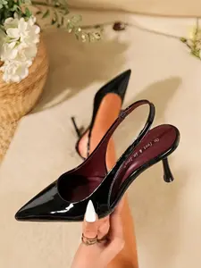 Women's New Fashion Elegant Pointed Toe Stiletto High Heels, Elegant Party Shoes, Patent Leather Slip on Shoes for Wedding Dresses & All Seasons Wear