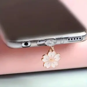 Cute Flower Design Phone Dust Plug, 1 Count Phone Charging Port Anti-Dust Plug, Cell Phone Dust Plug Charm, Phone Accessories for iPhone & Type C, Phone Charms