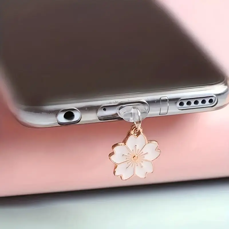 Flower Design Phone Dust Plug, Anti-Dust Charging Port Charm for iPhone & Type-C, Phone Accessories, Cute Phone Charm