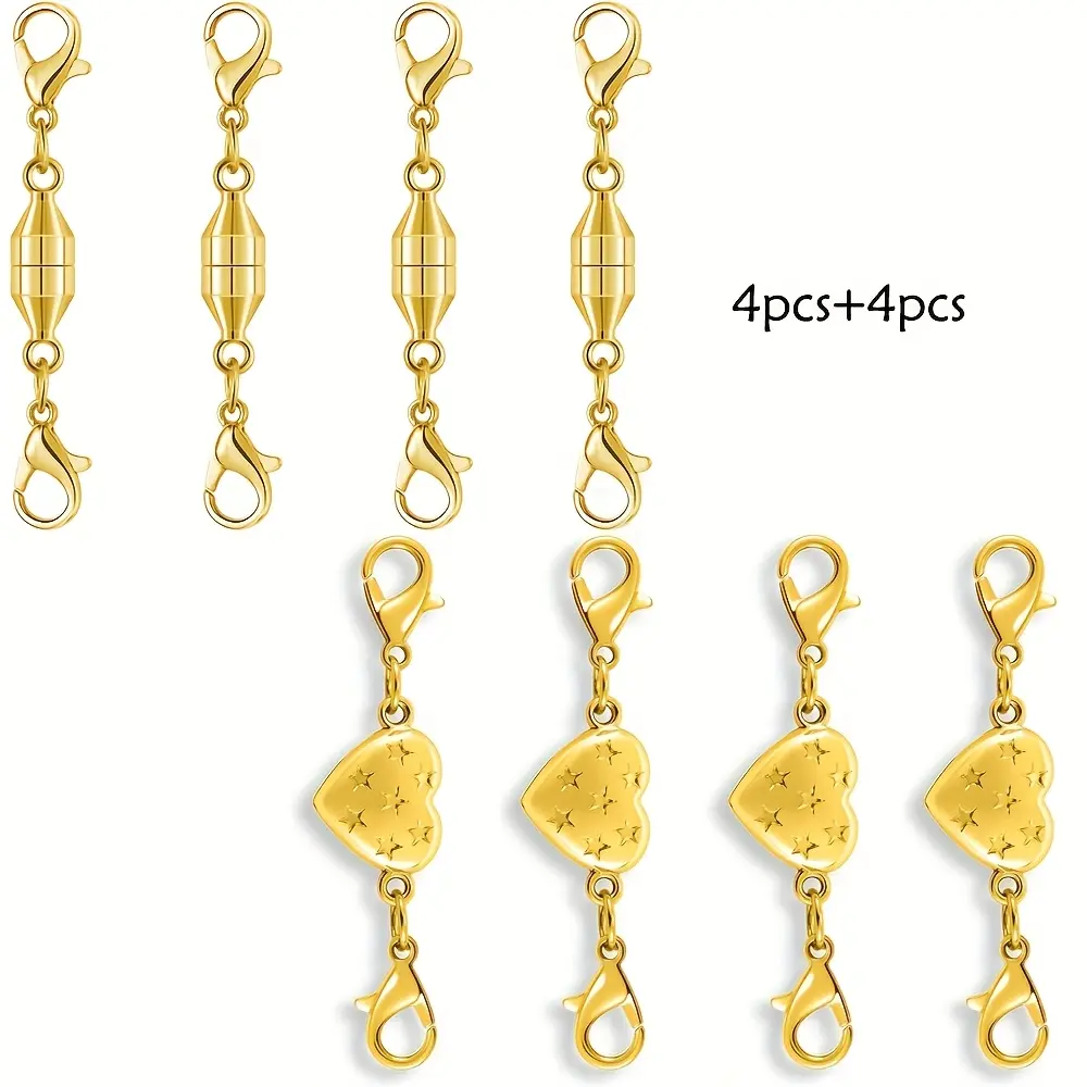 Magnetic Necklace Clasps & Closures - Strong Magnetic Clasp Converter, Chain Extender Connector for DIY Jewelry Making, Convertible Clasp System for Bracelets, Keychains, Magnetic Locking Closure (Compatible with Necklace Chains)