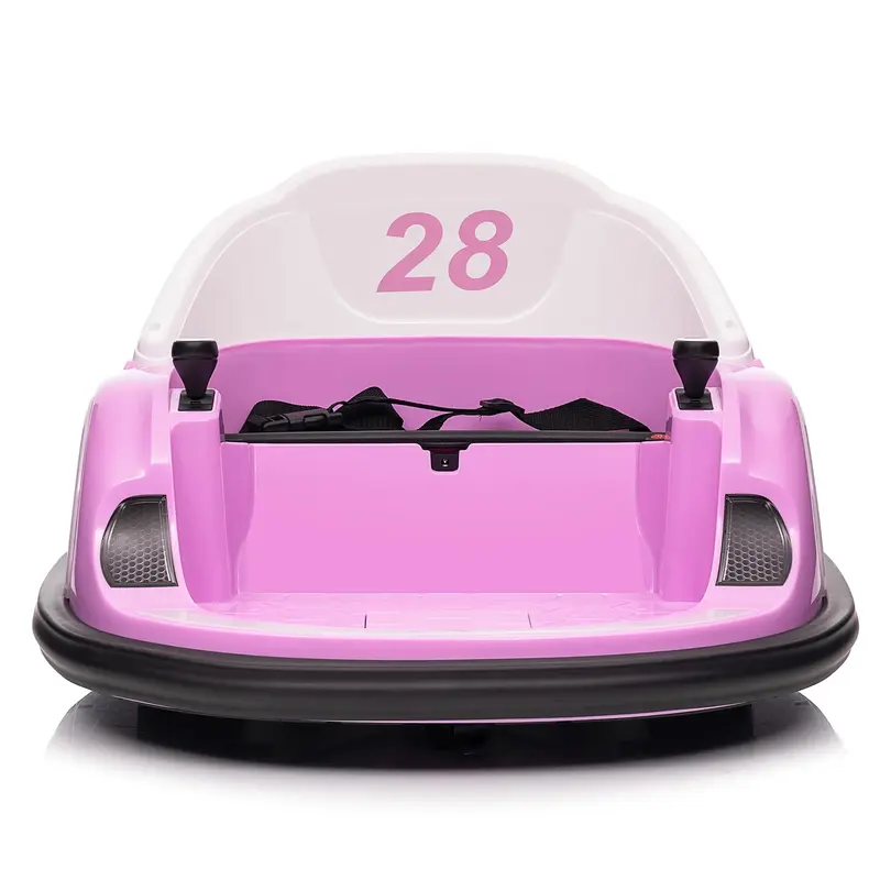 GARVEE 12V Electric Toddler Bumper Car with Ride On Wheels, 4-Wheel Design, Remote Control, Battery Display, 360-Degree Spin Function, LED Lights, Music, Pink Outdoor Play Ideal Gift