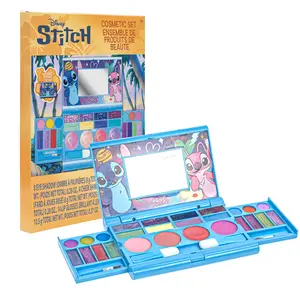 Stitch All-in-One Kids Cosmetic Compact Set Includes Washable Lip Gloss, Eye Shimmer, Cheek Shimmer, Brushes Colorful Portable Beauty Set for Girls, Tweens, Ages 13+ by Townley Girl