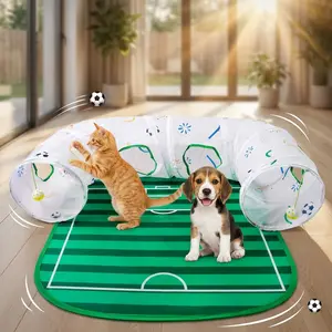 Soccer Field Cat Tunnel Set, Cat Self-Entertainment Toy, Foldable Cat Toy
