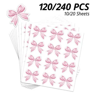 120/240pcs Bow Stickers, Sticker Packs, Cute Valentine's Day Sealing Labels, Decorative Decal, Self-Adhesive Watercolor Bows, Envelope Seal, Gift Wrapping, Party Decorations