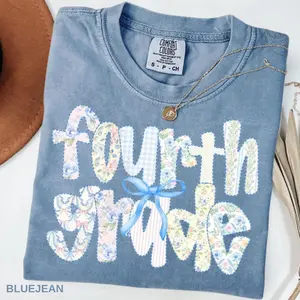 Comfort Colors Fourth Grade Teacher TShirt, Coquette Bow 4th Grade Team T-Shirt, Back to School TShirt, Elementary School T-Shirt,Teacher Gift