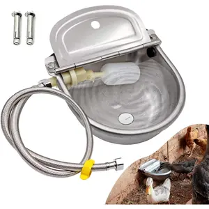 Automatic Water Dispenser for  Water Bowl Dispenser Large Size Stainless-Steel Waterer Feeder Self Filling Water Trough for Poultry and Livestock (Stainless Steel, Large)