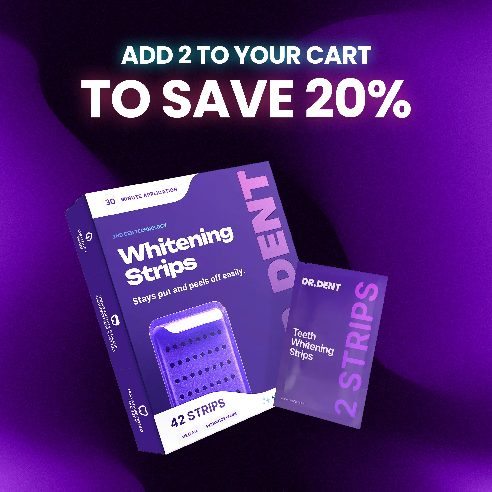 DRDENT Purple Teeth Whitening Strips - 7/21 Whitening Sessions - Non Sensitive Teeth Whitening - Peroxide-Free DRDENT Purple Teeth Whitening Strips - 7/21 Whitening Sessions - Non Sensitive Teeth Whitening - Peroxide-Free