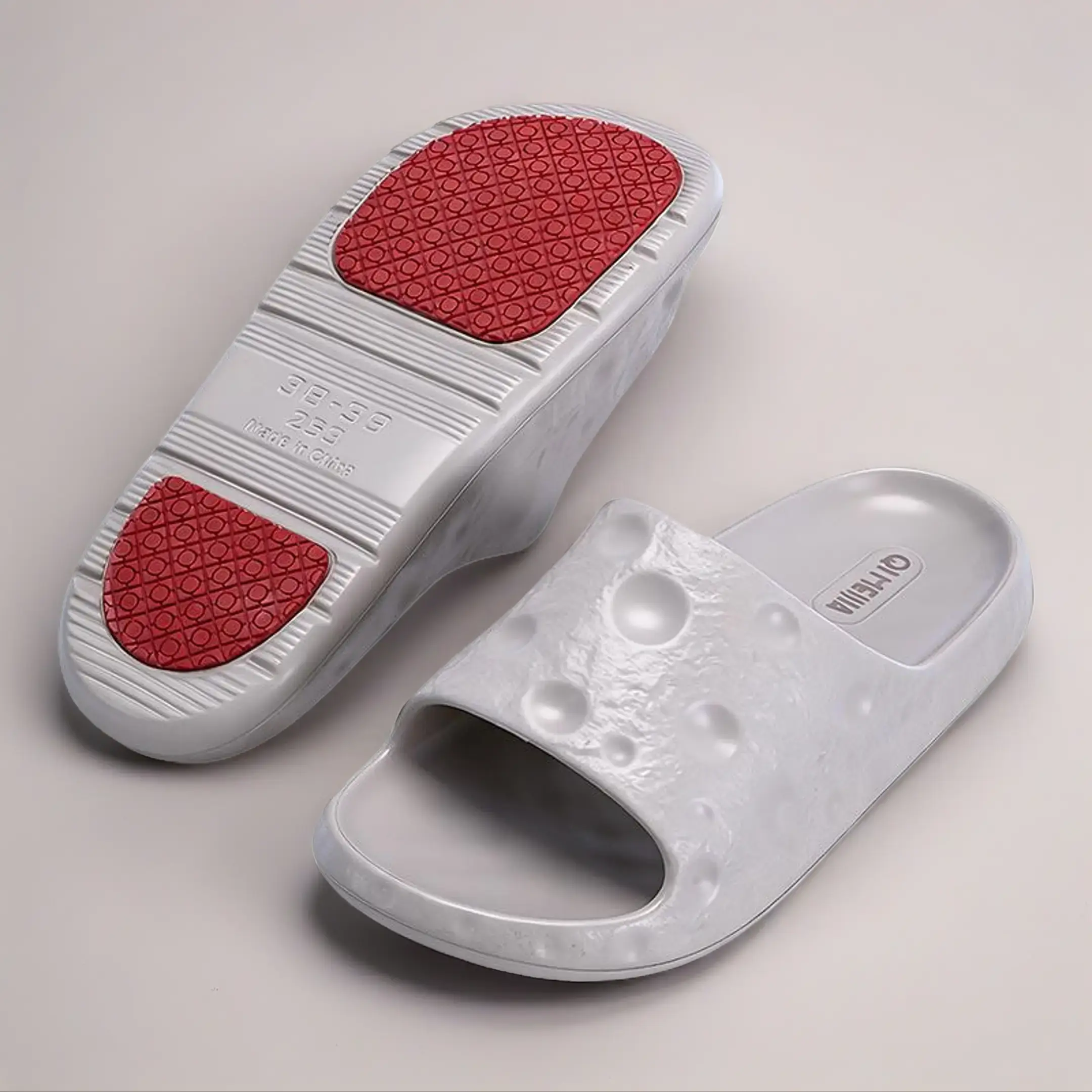 QIMEIJIA  Men Women Non Slip Shower Slippers Thick Sole Waterproof EVA with Moon Crate Texture Quick Dry Drain Holes Bathroom Kitchen Pool  Comfortable Indoor Outdoor House Slides