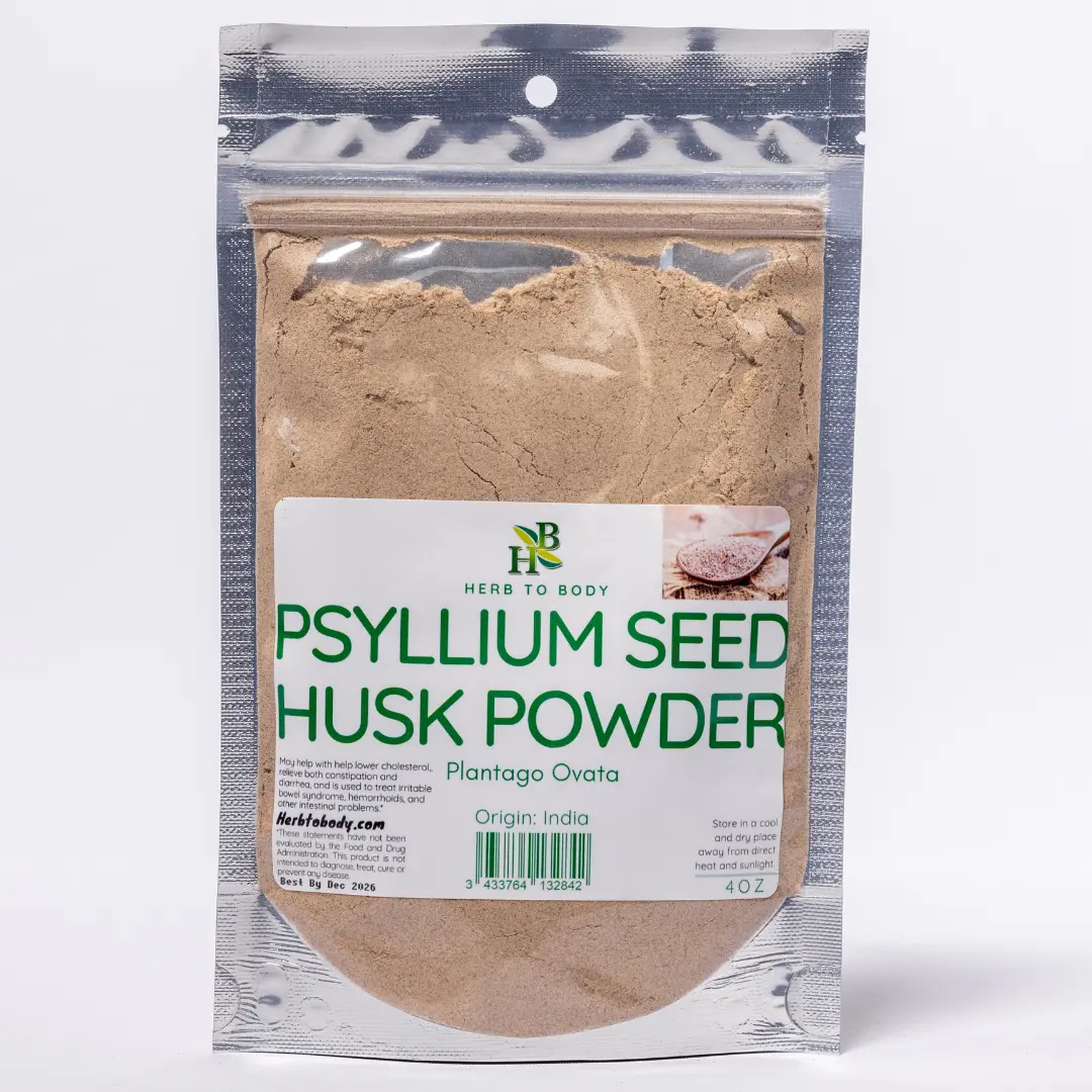 Psyllium Husk Powder (Seed) Finely Milled Soluble Fiber | 4 oz (113 g) | Plantago Ovata | Wildcrafted | Herb To Body