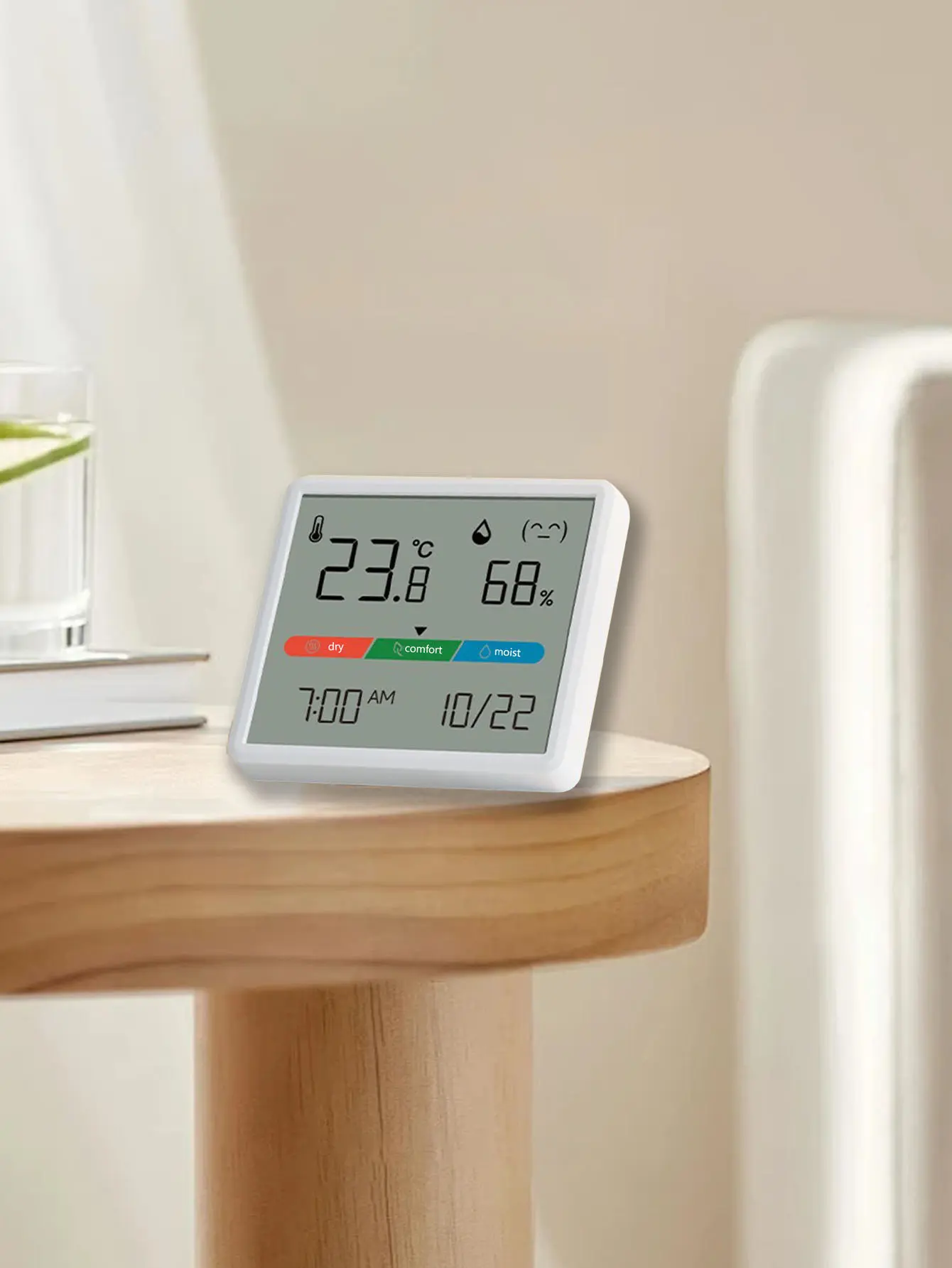 AKKHOO LE515 Household LCD Digital Thermo-Hygrometer - Indoor-Outdoor Temperature and Humidity Monitor, Tabletop Thermometer (White), Lcd Thermometer, Tabletop Thermometers