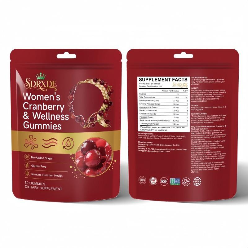 SDRXDE Sugar-Free Cranberry Probiotic & Collagen Gummies for Women, Individually Wrapped Daily Wellness Support c e vitamins Organic Liposomal Lymphatic Triple Herbal Health Drops alpha 10-in-1 shilajit gummies healthy age zeaxanthin vitamin d3 k2 mk7 pm