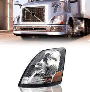 Torque Chrome Headlight Driver Left Side Replacement for 2004-2017 Volvo VNL semi Trucks [Included All Bulbs] Clear Lens Assembly DOT SAE Approved Headlamp LH (TR063-L)