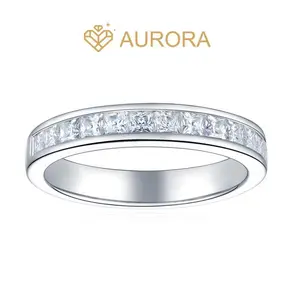 ��#48 Princess Cut band��Moissanite Ring Band 925 Sterling Silver Princess Cut  Anniversary Birthday Gift Daily Matching for Women Jewelry Synthetic Moissanite