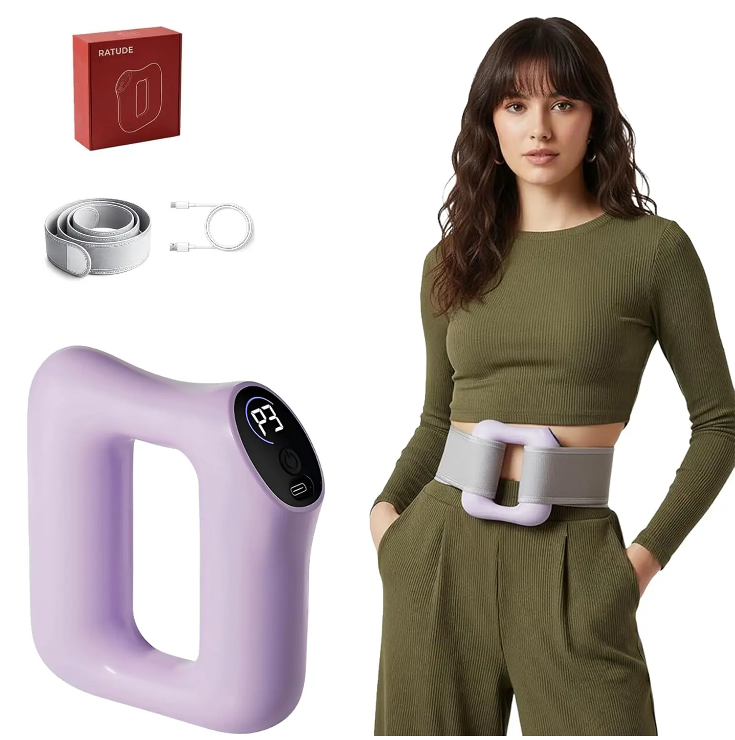 Deep Tissue Percussion Muscle Massager, ElectricDual-Ring Fascia Massager with Belt, 3 Modes and 5Intensities Handheld Full Body Fascia Massager Ringfor Relaxation, Portable Muscle Massagers summerwins