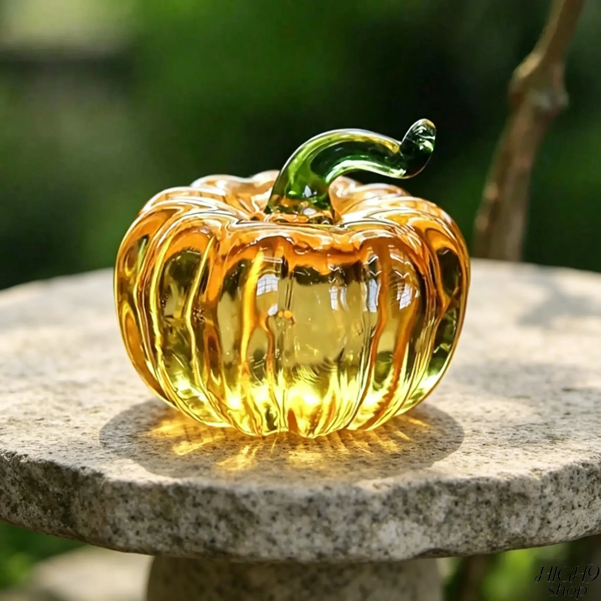 Handmade Glass Pumpkin Shaped Decor Ornament, Elegant Artificial Fruit Themed Home Accessory, Versatile Indoor & Outdoor Decoration For Living Room, Office And Halloween Holiday Styling