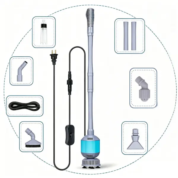 5-in-1 Electric Aquarium Gravel Cleaner – 360GPH Water Changer & Vacuum, Easy Fish Tank Cleaning Kit, Adjustable Siphon, Sand Washer (Not for Fine Sand)