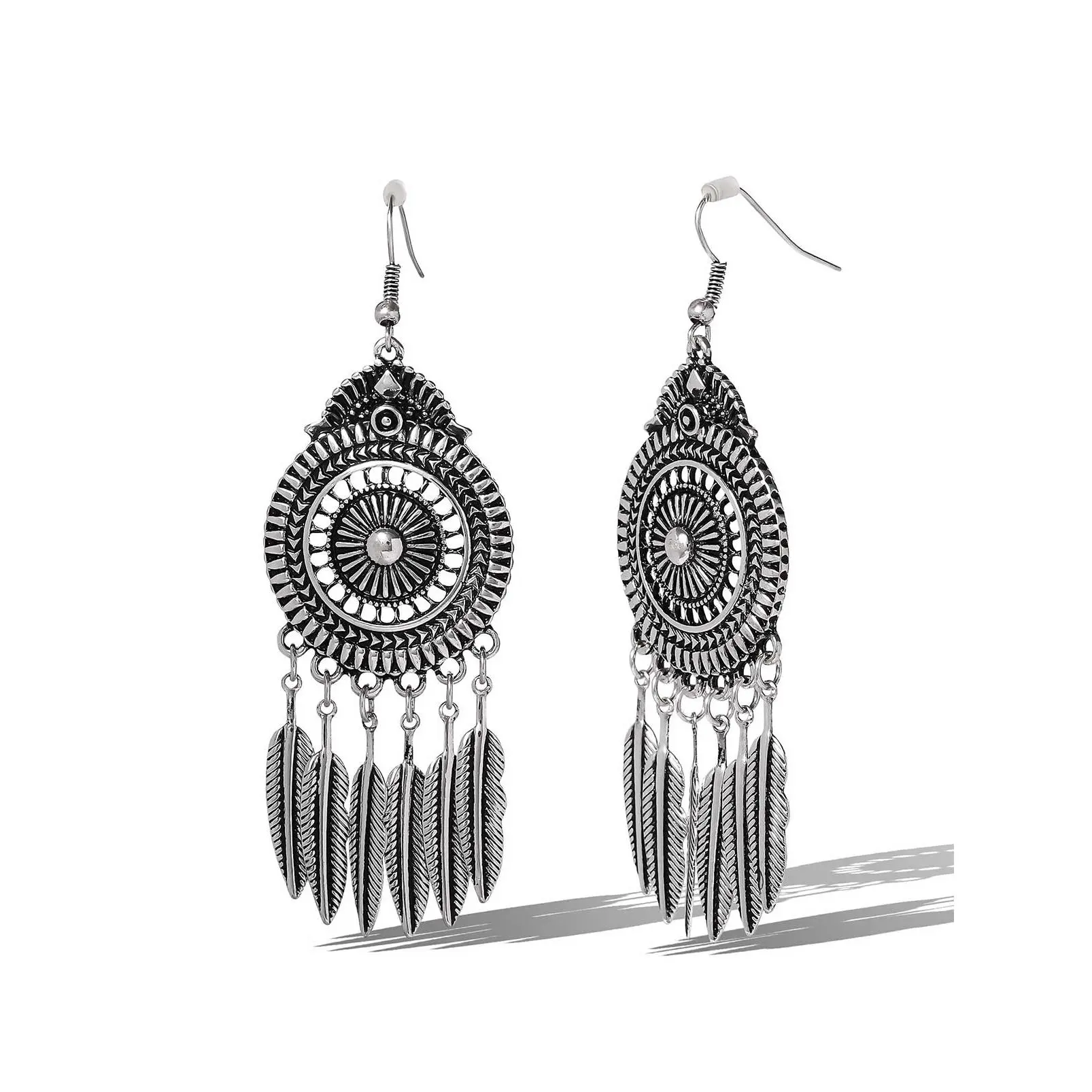 Antique Feather Drop Earrings