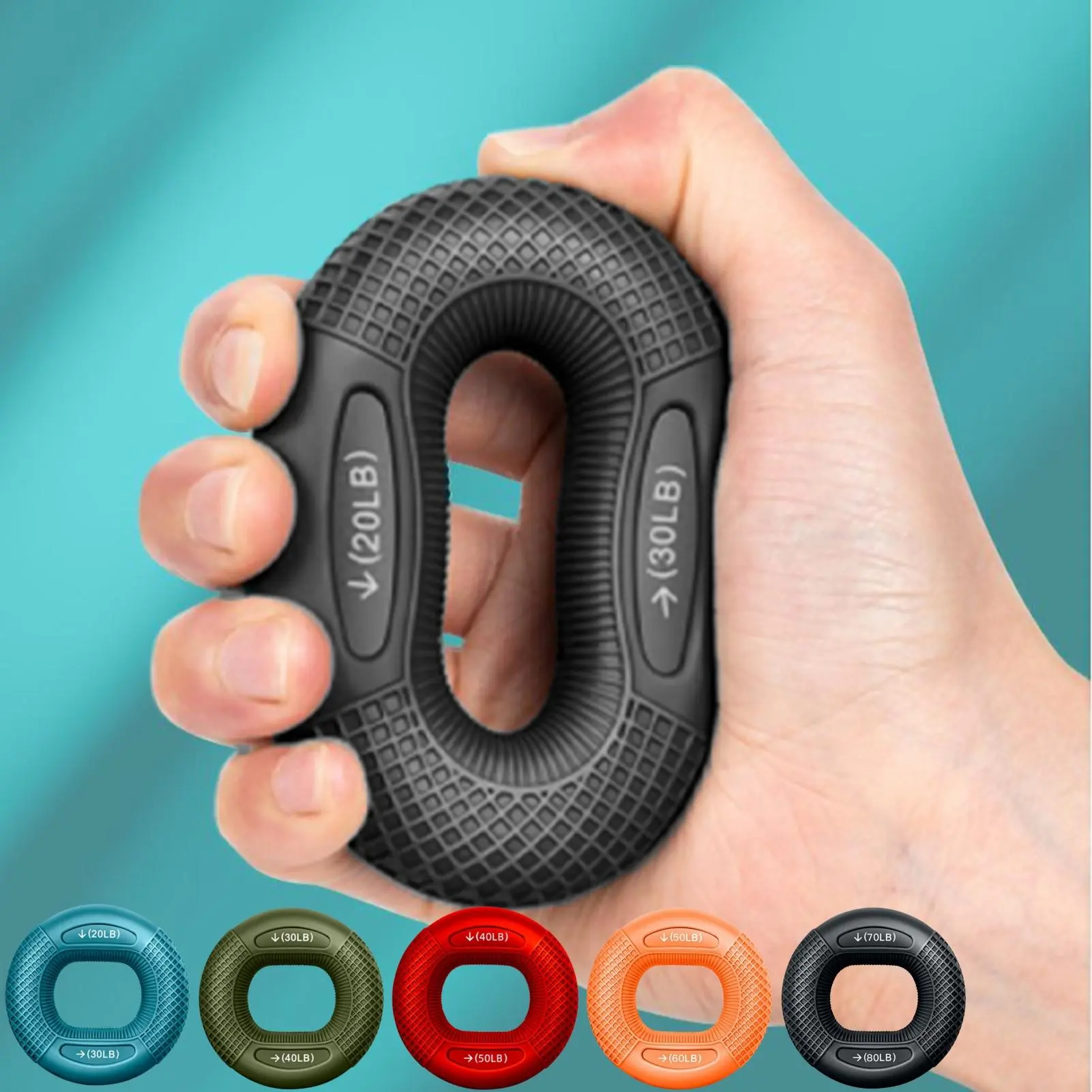 Silicone Finger Grip Strengthener Ring Adjustable Resistance Hand Wrist Exercise for Carpal Tunnel Relief Gym Home Training