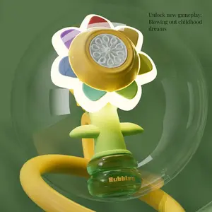 Seven-Color Flower Bubble Machine - Handheld Design with Large Bubble Output, Fun Bathtoy & Bubblemachine Toys, Electric Colorful Portable Multifunction