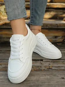 Women's Spring Fall Sneakers, Casual Sport Shoes, Lace-Up Flat Sole, Anti-Slip Comfortable Footwear, Ideal for Daily Wear