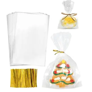 Clear Cellophane Bag with Twist Tie, 200/400pcs Small Gift Bag, Treat Bag, Candy Bag, Party Favor Bag for Birthday Party Wedding Holiday