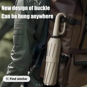 10Bones Windproof Fully Automatic Folding Umbrella with Loop Buckle UPF50+ Protable Compact Sun Rain Umbrellas for Women and Men
