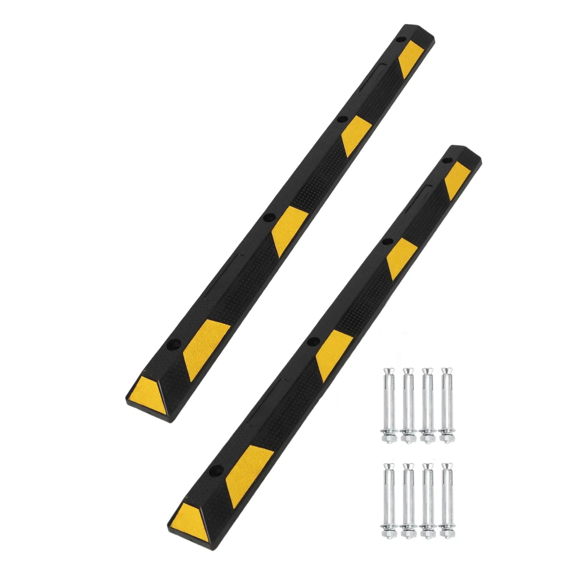 [GAOMON]72 in Heavy Duty Rubber Parking Curb, 2 PCS Garage Car Wheel Stopper with Yellow & Black Reflective Strips, Durable Speed Bump for Driveway, Warehouse & Parking Lots