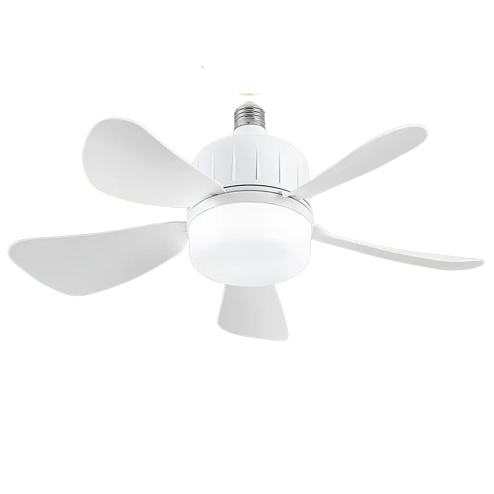 White Screw-In Socket Ceiling Fan Light - 20W Power, Ambient Dimmable LED, 3000K-6000K Adjustable Brightness, Auto Shut-Off, Home Decoration Lamp, Indoor Use, Replacement for Kitchen, Garage