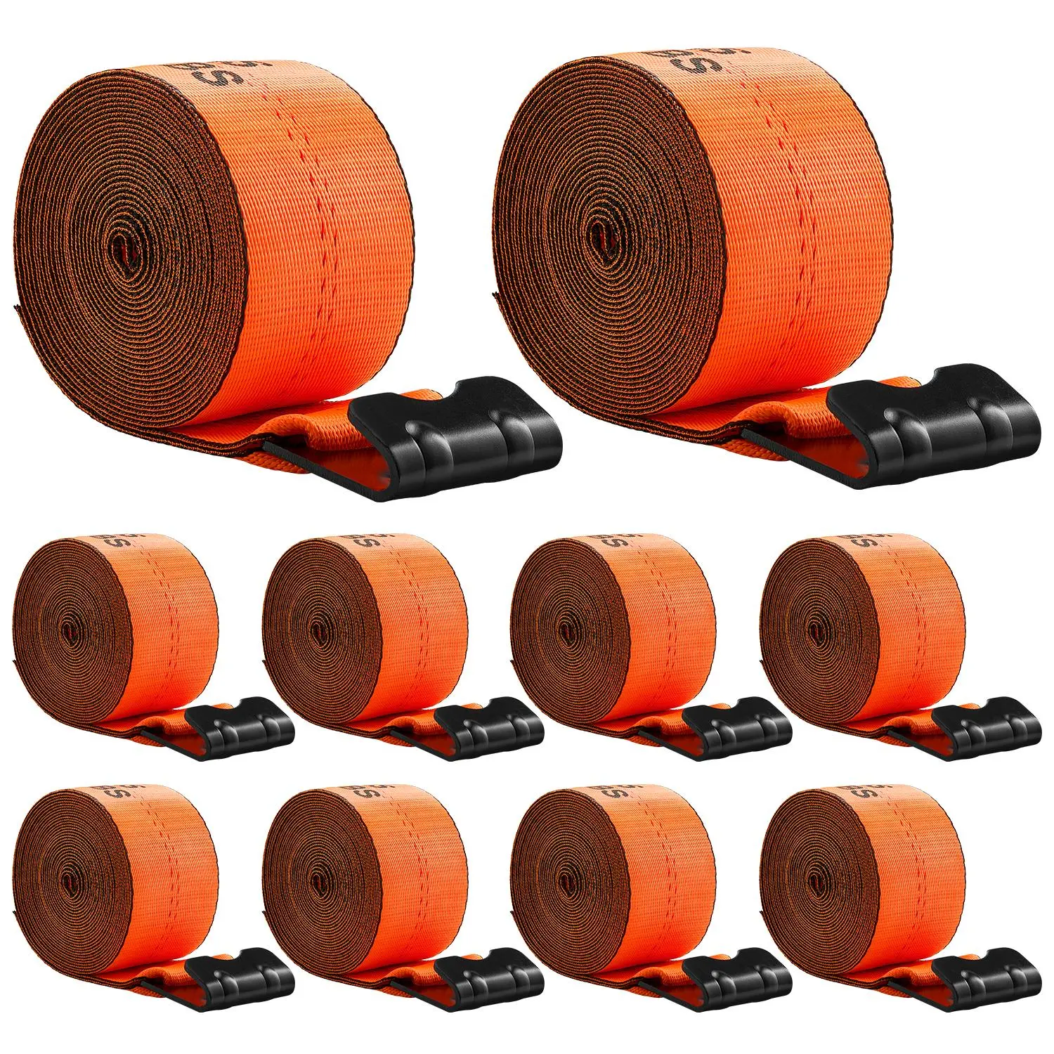 【DealsForYouDays】VEVOR Winch Straps 4 in x 30 ft Truck Straps with Flat Hook10 Pack Heavy Duty Trailer Straps with 18000 lbs Break StrengthCargo Tie-Down Strapsfor FlatbedsTrucksTrailersFarms & Rescues
