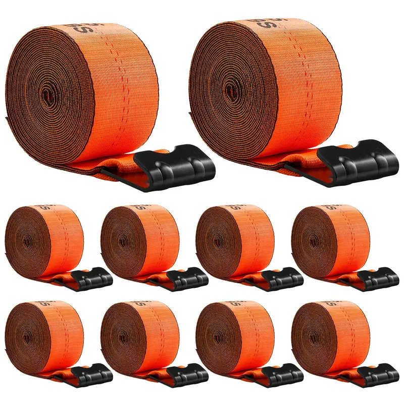 VEVOR Winch Straps,  4 in x 30 ft Truck Straps with Flat Hook, 10 Pack Heavy Duty Trailer Straps with 18000 lbs Break Strength, Cargo Tie-Down Straps, for Flatbeds, Trucks, Trailers, Farms & Rescues