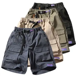 New summer men’s retro workwear shorts—loose straight-leg, breathable beach shorts with 3D patchwork and large pockets; mid-length casual bottoms for everyday comfort. summervibes