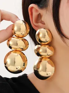Large gold ball earrings heavy metal style geometric round design earrings exquisite irregular retro temperament earrings fashionable personality thick pendant oversized fashion all-match fashion big circle exquisite daily party earrings for women