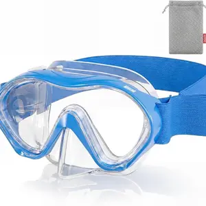 Aegend Kids' Swim Goggles & Snorkel Diving Mask for 3-15 Year-Olds, Knitted Fabric Strap, Anti-Fog 180° Clear View