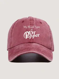 Cool Hippie Curved Brim Baseball Cap, Dr. Pepper Printed Vintage Trucker Hat, Adjustable Snapback Cap, Suitable For Casual Outdoor Activities And Sun Protection
