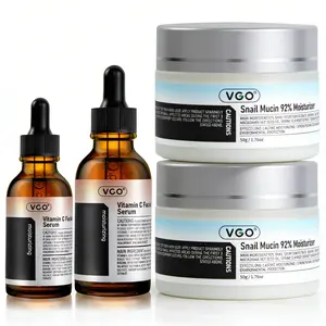 VGO Vitamin C Face Serum,Glow Up Snail Mucin 92% Moisturizer Daily Face Gel Cream for All Skin Types, 50g Hydrate Nourishing Facil Serum，30ml/ 60ml Comfort Skincare Face Serum Hydrating Gentle