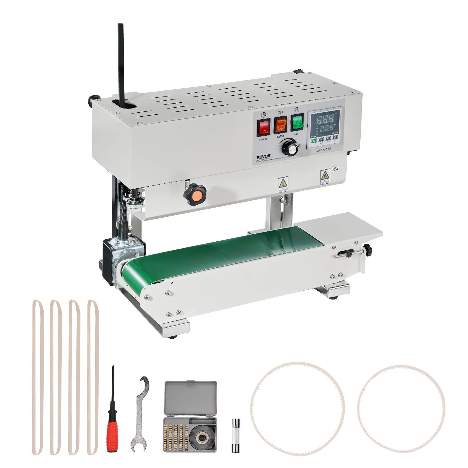 【Summerfinds】VEVOR Continuous Bag Band Sealing Machine, 0.24-0.47 in/6-12 mm Seal Width, Vertical Band Sealer Machine with Digital Temperature Control, Carbon Steel Bag Sealer for 0.02-0.8 mm Plastic Bags Films