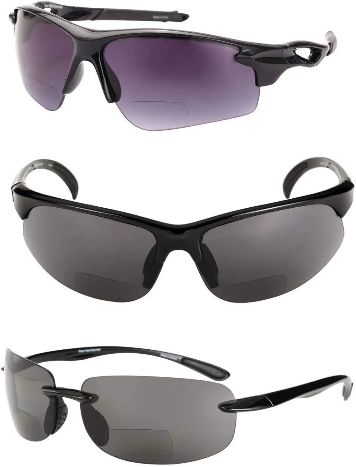 'The Allstars' 3 Pair of our Most Popular Lightweight Bifocal Sport Wrap Unisex Reading Sunglasses