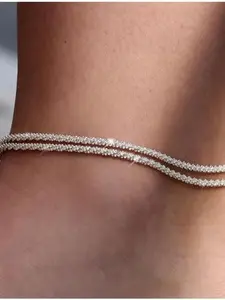 Women's Dainty Layered Waterproof Anklet, Foot Jewelry, Adjustable Figaro Beaded Cuban Link Design, Perfect for Summer Beach Wear