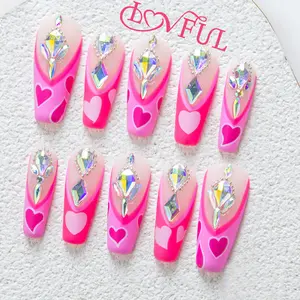 Lovful | Coffin Classic Regular Length 1.3" Romantic Handmade Acrylic Press On Nails I 10PCS Reusable, Salon Quality, H21-H313