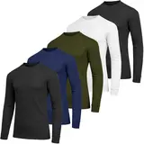 5-Pack Men's Waffle-Knit Long Sleeve Crew Neck & Henley Thermal Shirts