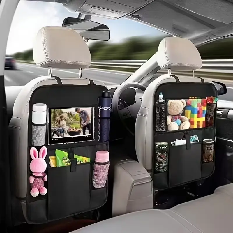 1-Piece Car Backseat Protector Kick Mats with Organizer, Storage, Tablet Stand & Cup Holders - Universal Fit Car Accessories for SUV, Minivan, Truck - Pet & Kids Safety Automotive Interior Seat Covers