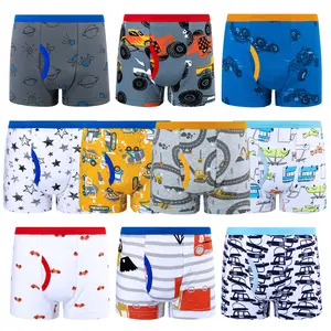 BIG ELEPHANT 10-Pack of Boys' Boxer Briefs - Soft, Breathable and Comfortable 100% Cotton Briefs with Fun Dinosaur Graphics, Sizes 3T-10Y
