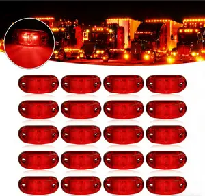 20Pack Red 2.5 Inch LED Trailer Lights 2 Diode Waterproof LED Trailer Side Marker Oval Signal Running Lights for Truck Boat Rv