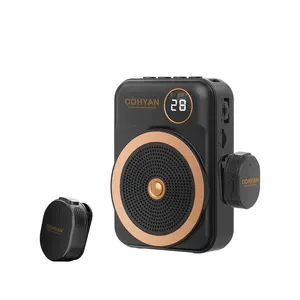 【COHYAN K28】 Voice Amplifier for Teachers with Wireless Lavalier Lapel Microphone Portable Bluetooth Microphone & Speaker, Rechargeable Bullhorn Megaphone for Classroom, Meetings, Yoga, Training, Tour Guides-Beige Black