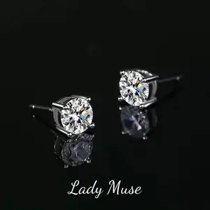 2 carat lab-created diamond earrings,925 silver# round cutting, 4 prong setting/Surprise Special Offer price!!!delicate and never out of fashion Holiday gifts