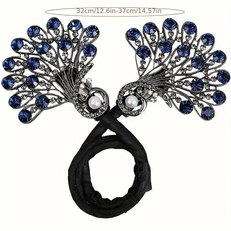 3pcs set of high-end elegant retro peacock hair clip, bud head hair curler, ball head twist clip, Chinese ponytail rack rhinestone decorative Fried Dough Twists hair ornaments, birthday gifts, Christmas gifts zig zag headbands hair accessories
